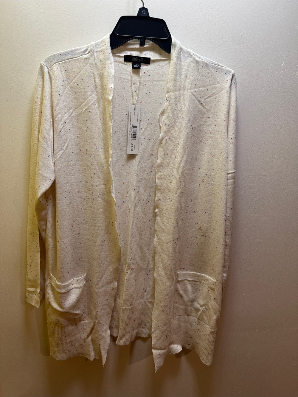 NWT cardigan Cream Speckled Open Cardigan size L.